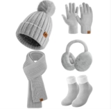 Niwicee Wintermütze Damen Fleece Gefütterte Handschuhe