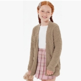 Haloumoning Mädchen Popcorn Strickjacke Langarm Cardigan