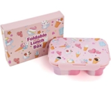 Huzbuz Faltbare Brotdose Kinder mit Fächern,BPA Frei Eiscreme-Muster Brotdose Kinder,1000ml