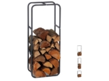 Relaxdays Kaminholzregal, Holzscheite Stapelhilfe, aus Stahl, innen und außen, Brennholzregal, HxB 100×40 cm, anthrazit