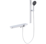 KINSE Badewannenarmatur weiß mit Glasablage Wannenarmatur mit Handbrause Brause Mischbatterie