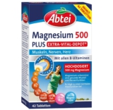 Abtei Magnesium 500 Plus Extra-Vital-Depot – hochdosiert – mit allen B-Vitaminen – für Muskeln, Nerven und Herz – vegan – 42 Tabletten