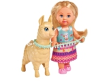 Simba 105733497 – Evi Love Puppe im süßen Outfit mit Alpaka und Leine