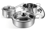 Wodillo Edelstahl Kochtopfset, 6-teiliges Topfset mit Glasdeckeln