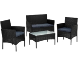STILISTA® Polyrattan Sitzgruppe 1 Bank + 2 Stühle + 1 Tisch mit Glasplatte, Lounge Set
