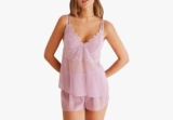 Women’secret Damen Pijama Corto Encaje Lila Schlafanzug